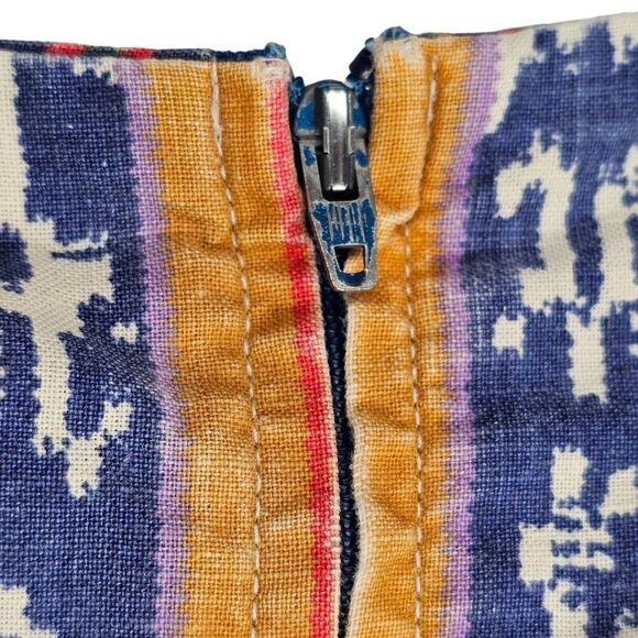 Vintage 60s Loungewear Muumuu Dress Womens XL Multi Southwestern Aztec Kaftan - Picture 3 of 12